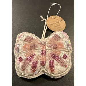 Butterfly Colorful Fabric Embellished Ornament Holiday Christmas Tree NEW